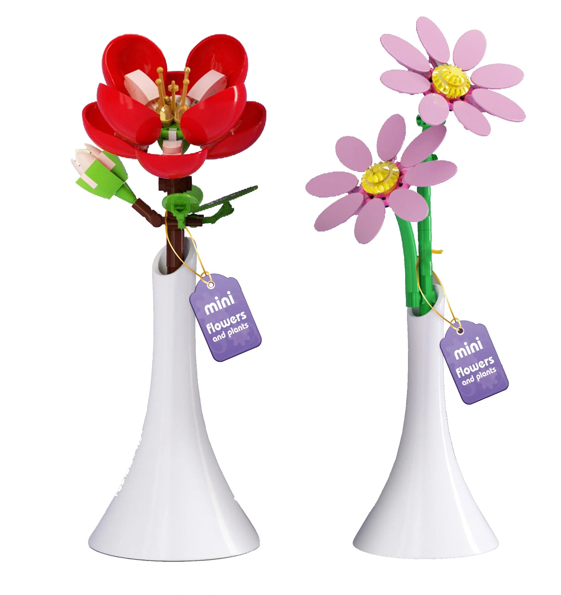 HKM-424211 Single Flower Building Block Toy for Girls - DIY Floral Assembly Kit, Educational Plastic Craft 8+ Years