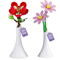 HKM-424211 Single Flower Building Block Toy for Girls - DIY Floral Assembly Kit, Educational Plastic Craft 8+ Years