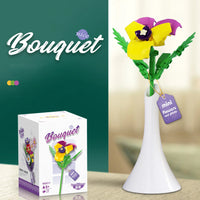 HKM-424211 Single Flower Building Block Toy for Girls - DIY Floral Assembly Kit, Educational Plastic Craft 8+ Years