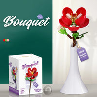HKM-424211 Single Flower Building Block Toy for Girls - DIY Floral Assembly Kit, Educational Plastic Craft 8+ Years