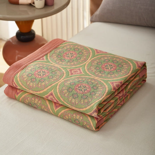 HKM-424467 Three-Layer Soft and Breathable Yarn Bedspread with Pillowcases - Multiple Sizes and Colors Available