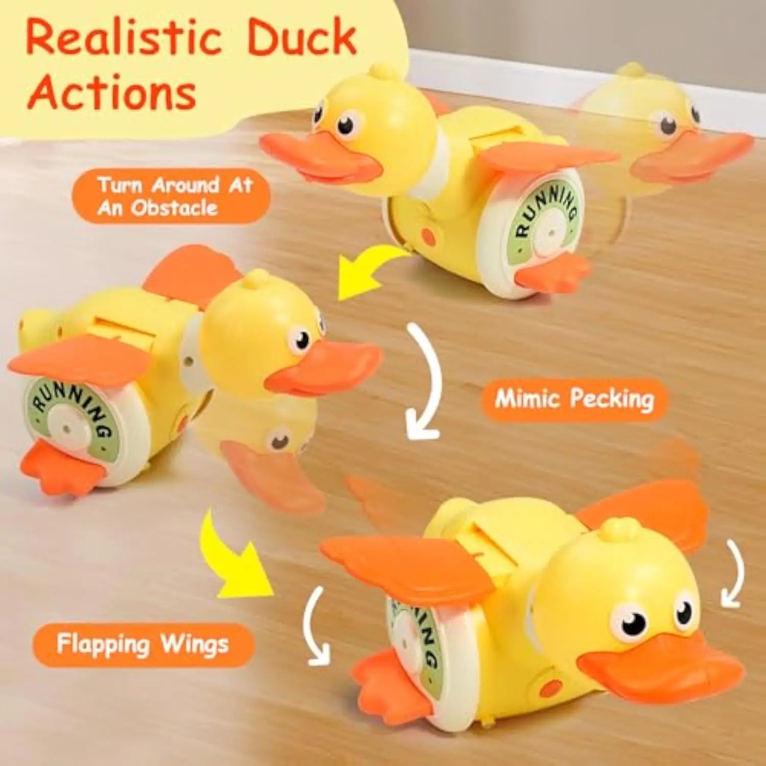360° Rotating Cute Duck Toy with Sound and Light for Learning and Crawling