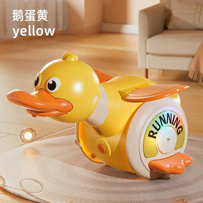 360° Rotating Cute Duck Toy with Sound and Light for Learning and Crawling