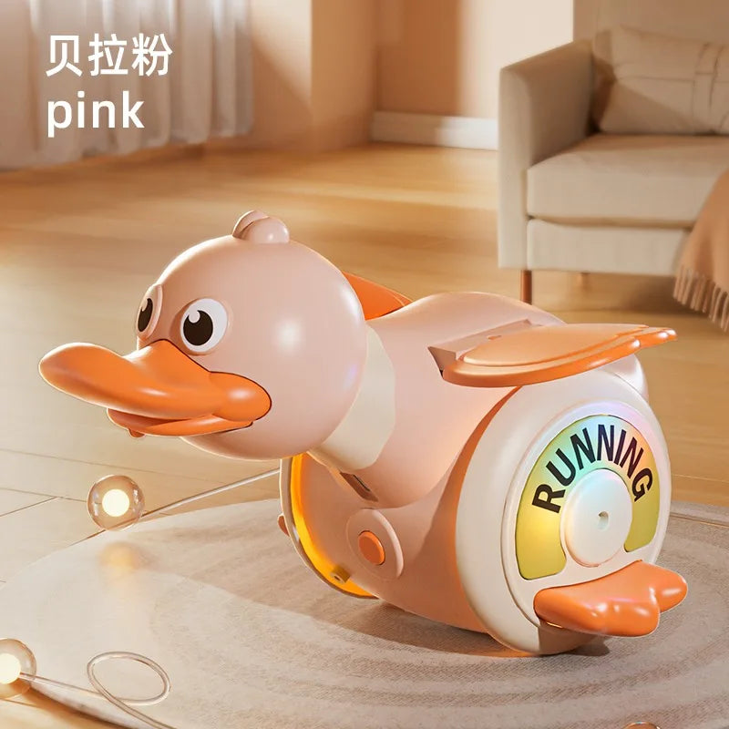 360° Rotating Cute Duck Toy with Sound and Light for Learning and Crawling