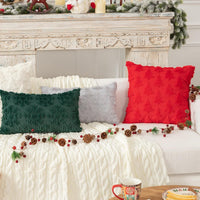 HKM-424787 Christmas Tree Embroidered Pillow Cover - Green, Red, White - 45x45cm
