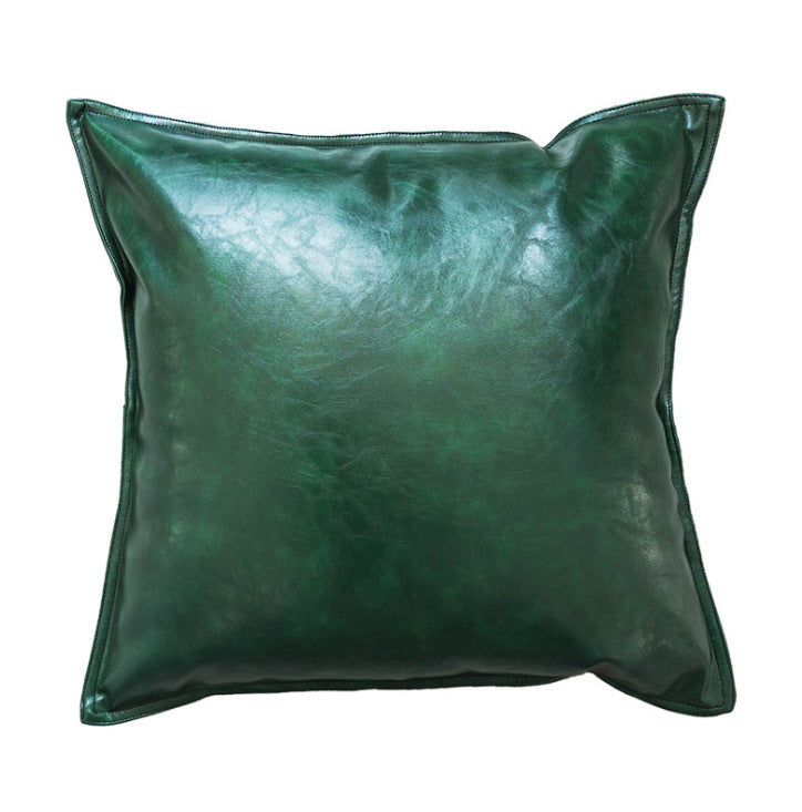 HKM-424851 Luxury PU Oil Wax Leather Cushion Cover in Solid Color, Modern Design for Sofa Pillows