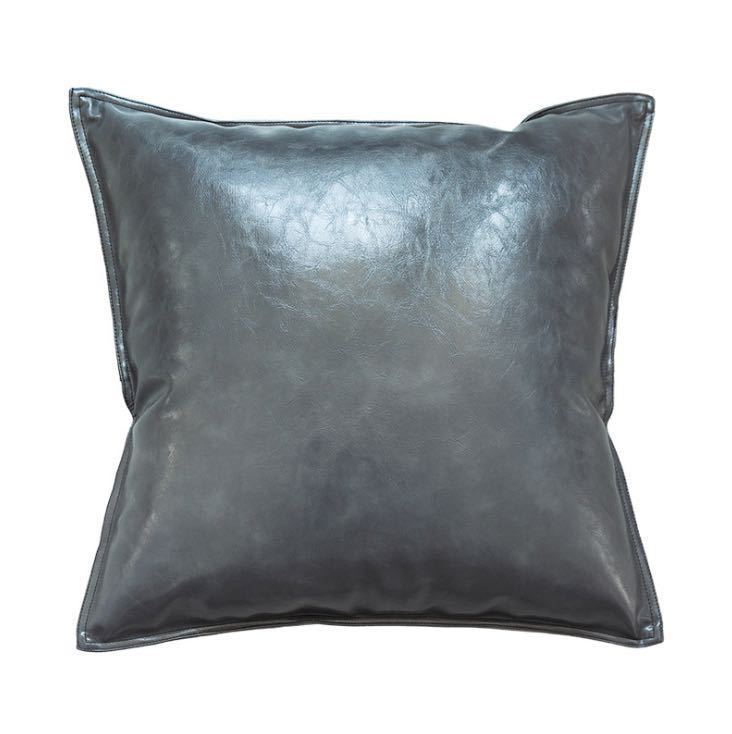 HKM-424851 Luxury PU Oil Wax Leather Cushion Cover in Solid Color, Modern Design for Sofa Pillows