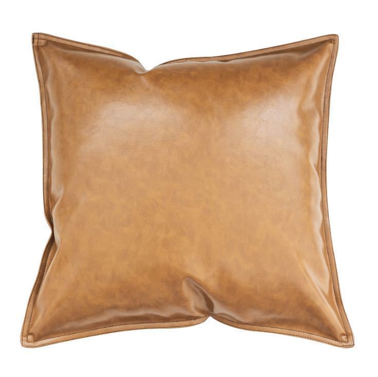HKM-424851 Luxury PU Oil Wax Leather Cushion Cover in Solid Color, Modern Design for Sofa Pillows