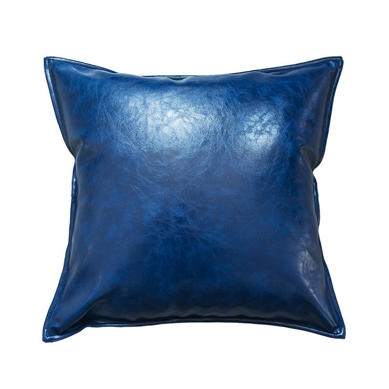 HKM-424851 Luxury PU Oil Wax Leather Cushion Cover in Solid Color, Modern Design for Sofa Pillows