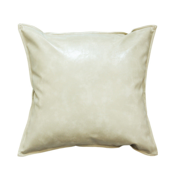 HKM-424851 Luxury PU Oil Wax Leather Cushion Cover in Solid Color, Modern Design for Sofa Pillows