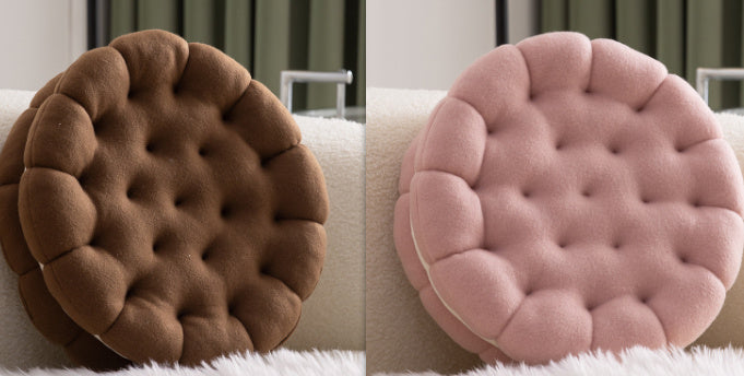 HKM-424915 Cute Cartoon Sandwich Biscuit Pillow - Soft Cushion in Strawberry Pink, Chocolate Coffee, Almond Beige, 35cm