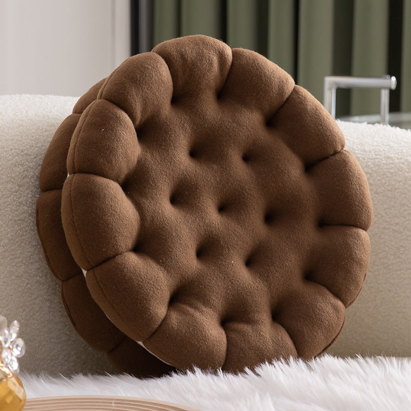 HKM-424915 Cute Cartoon Sandwich Biscuit Pillow - Soft Cushion in Strawberry Pink, Chocolate Coffee, Almond Beige, 35cm