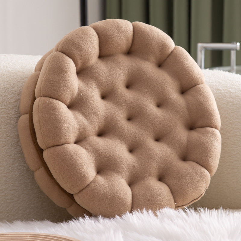 HKM-424915 Cute Cartoon Sandwich Biscuit Pillow - Soft Cushion in Strawberry Pink, Chocolate Coffee, Almond Beige, 35cm