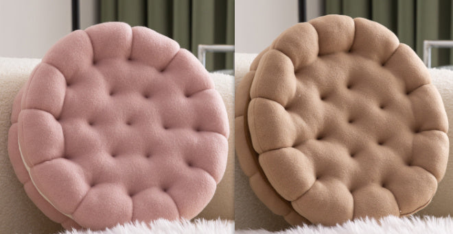 HKM-424915 Cute Cartoon Sandwich Biscuit Pillow - Soft Cushion in Strawberry Pink, Chocolate Coffee, Almond Beige, 35cm