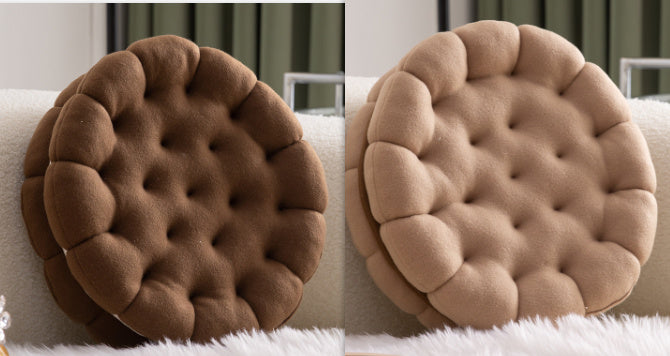 HKM-424915 Cute Cartoon Sandwich Biscuit Pillow - Soft Cushion in Strawberry Pink, Chocolate Coffee, Almond Beige, 35cm