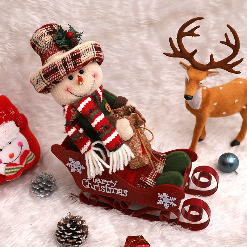 HKM-424915 Sled Doll Christmas Decor in Old Man, Snowman, and Elk Styles