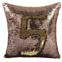 HKM-425171 Two-Tone Sequined Pillowcase with Reversible Plush Back, 40CM x 40CM