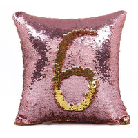HKM-425171 Two-Tone Sequined Pillowcase with Reversible Plush Back, 40CM x 40CM