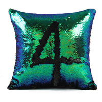 HKM-425171 Two-Tone Sequined Pillowcase with Reversible Plush Back, 40CM x 40CM