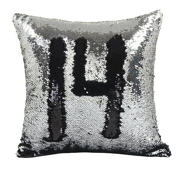 HKM-425171 Two-Tone Sequined Pillowcase with Reversible Plush Back, 40CM x 40CM