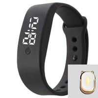 HKM-425299 LED White Light Casual Bracelet for Students - Electronic Month Display, Silicone Strap, Black and White Design