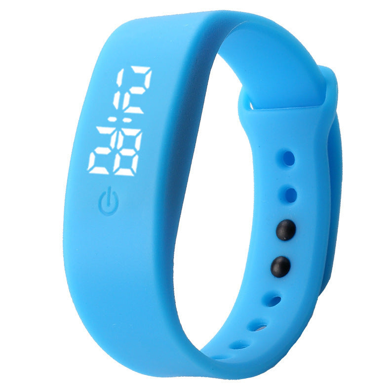 HKM-425299 LED White Light Casual Bracelet for Students - Electronic Month Display, Silicone Strap, Black and White Design