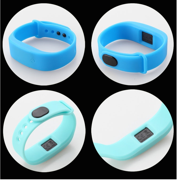 HKM-425299 LED White Light Casual Bracelet for Students - Electronic Month Display, Silicone Strap, Black and White Design