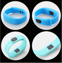 HKM-425299 LED White Light Casual Bracelet for Students - Electronic Month Display, Silicone Strap, Black and White Design