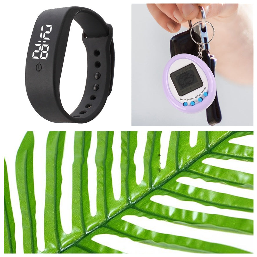 HKM-425299 LED White Light Casual Bracelet for Students - Electronic Month Display, Silicone Strap, Black and White Design