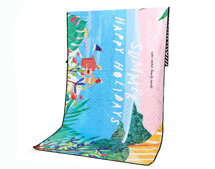 HKM-425363 Superfine Fiber Travel Outdoor Sports Beach Towel - Lightweight 175x75cm, 280g