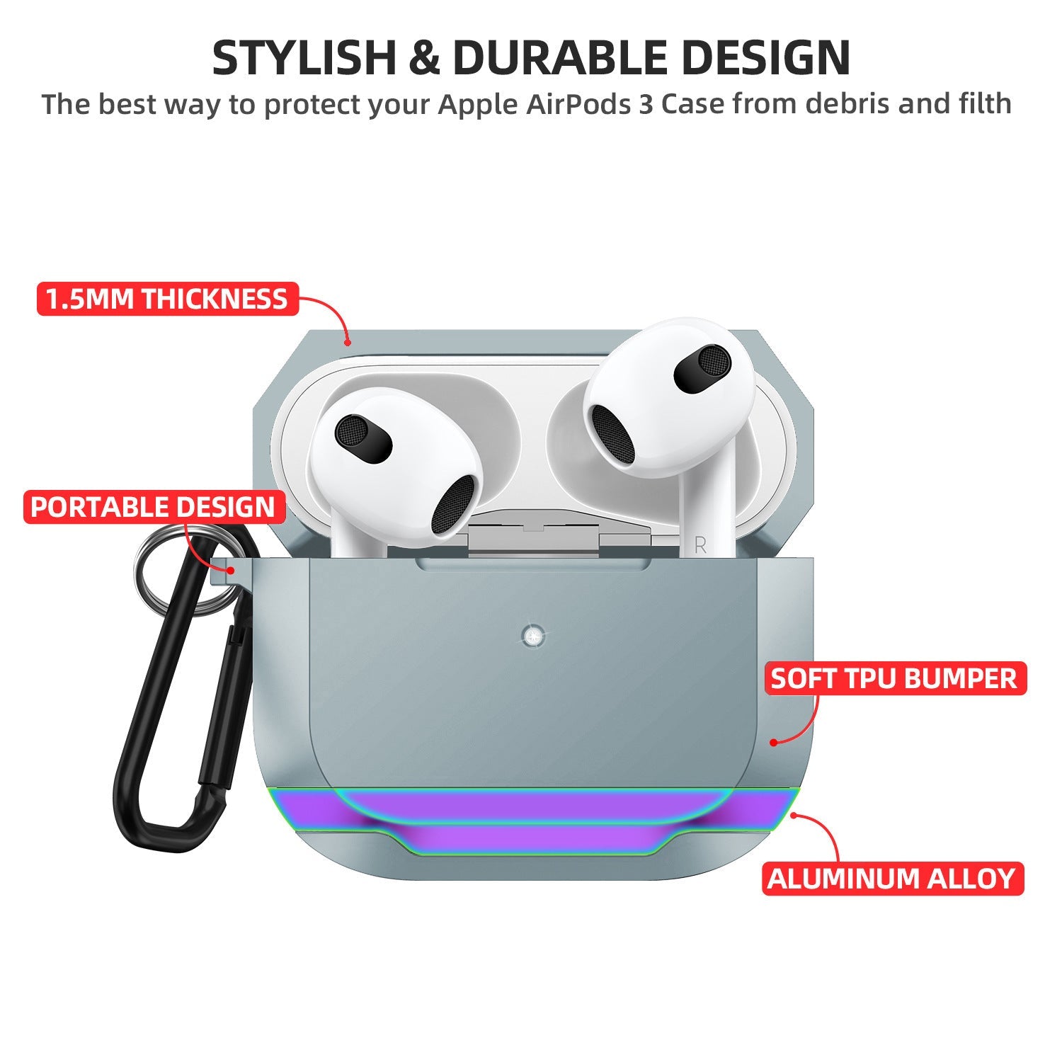 HKM-425683 AirPods 3 TPU Anti-Drop Protective Case - Stylish Flip Cover in Multiple Colors