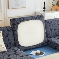 HKM-425683 High Elastic Knitted Sofa Cushion Cover - Waterproof Jacquard Design in Sunflower Dark Grey