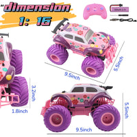 HKM-425747 1/18 Scale Pink Remote Control Climbing Car - High Speed Off-Road Vehicle, Indoor/Outdoor Use