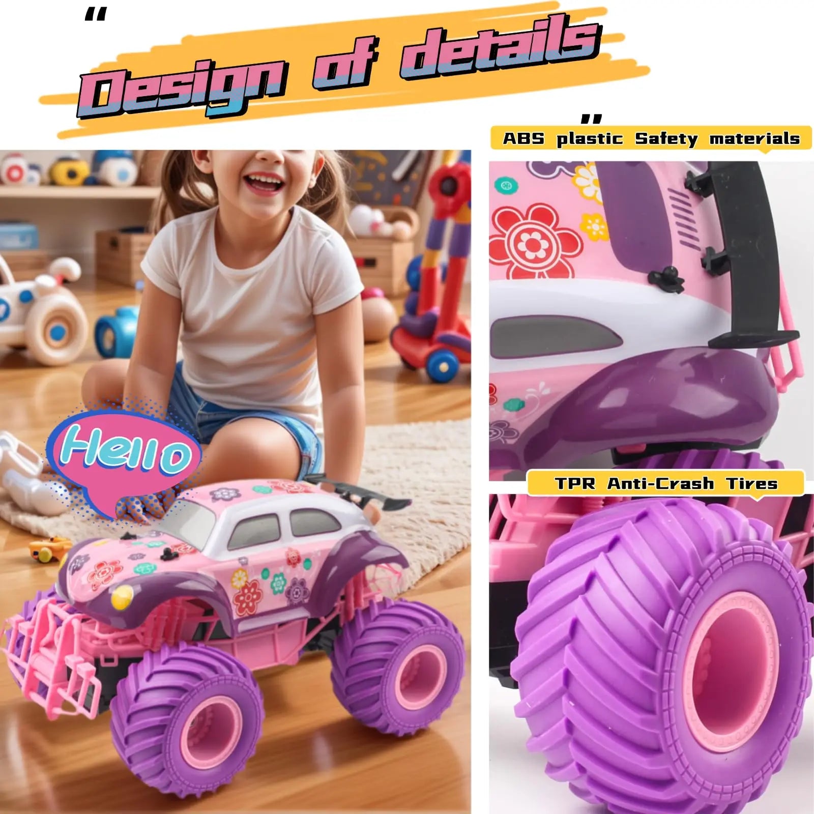 HKM-425747 1/18 Scale Pink Remote Control Climbing Car - High Speed Off-Road Vehicle, Indoor/Outdoor Use