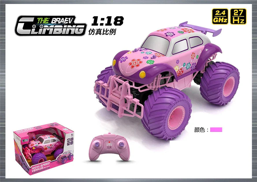 HKM-425747 1/18 Scale Pink Remote Control Climbing Car - High Speed Off-Road Vehicle, Indoor/Outdoor Use