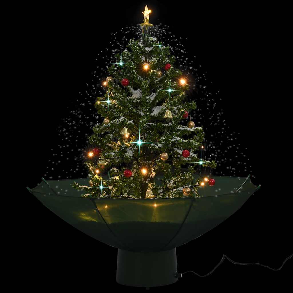 HKM-425747 Snow-Covered Christmas Tree with Lights and Umbrella Base, 75 cm Height