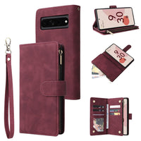 HKM-425875 Leather Zipper Card Flip Wallet Phone Case for Google Pixel Models