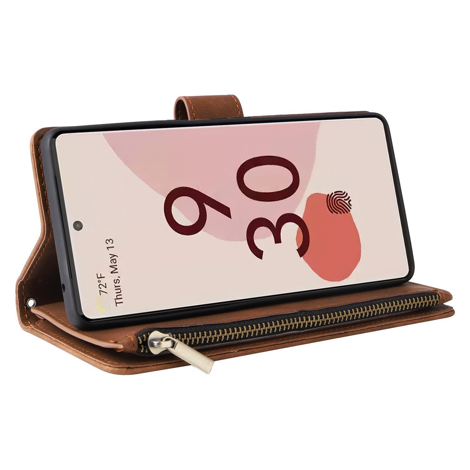 HKM-425875 Leather Zipper Card Flip Wallet Phone Case for Google Pixel Models