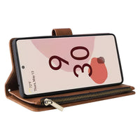 HKM-425875 Leather Zipper Card Flip Wallet Phone Case for Google Pixel Models