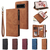 HKM-425875 Leather Zipper Card Flip Wallet Phone Case for Google Pixel Models