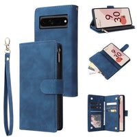HKM-425875 Leather Zipper Card Flip Wallet Phone Case for Google Pixel Models