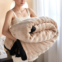 HKM-425939 Double-Sided Rabbit Plush Blanket for Home, Office, and Nap - Various Sizes and Colors Available