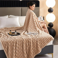 HKM-425939 Double-Sided Rabbit Plush Blanket for Home, Office, and Nap - Various Sizes and Colors Available