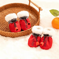 HKM-425939 Fleece Dog Shoes with Warm Fur Lining, Waterproof Anti-Slip Foot Covers for Small Dogs