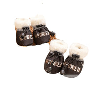 HKM-425939 Fleece Dog Shoes with Warm Fur Lining, Waterproof Anti-Slip Foot Covers for Small Dogs