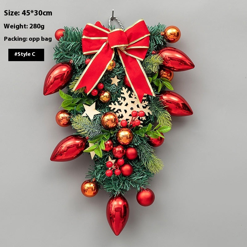 HKM-426067 Upside Down Rattan Christmas Wreath for Elegant Holiday Decor