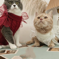 HKM-426195 Adorable Warm Sweater for Cats – Available in Wine Red and Beige, Perfect for Autumn and Winter
