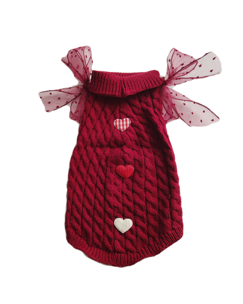 HKM-426195 Adorable Warm Sweater for Cats – Available in Wine Red and Beige, Perfect for Autumn and Winter