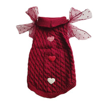 HKM-426195 Adorable Warm Sweater for Cats – Available in Wine Red and Beige, Perfect for Autumn and Winter