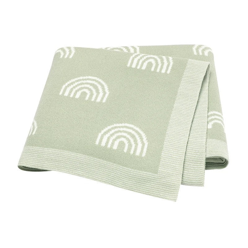 HKM-426259 Knitted Rainbow Hug Blanket for Babies - Soft Acrylic Comforter in Pastel Colors (70 x 90cm)